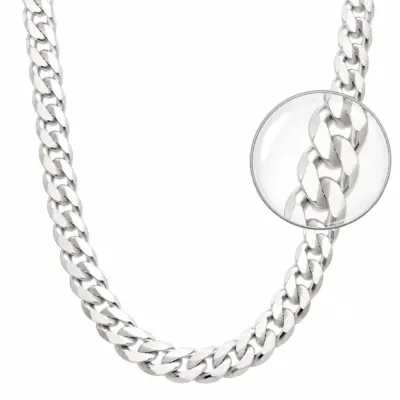 Sterling Silver FBSCD350 Flat Bevelled Diamond Cut Curb Link Chain 60cm Long