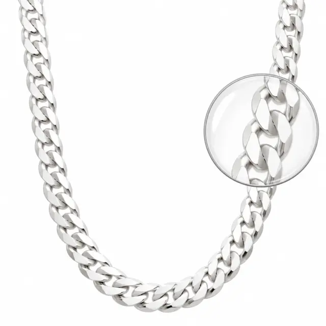 Sterling Silver FBSCD350 Flat Bevelled Diamond Cut Curb Link Chain 60cm Long