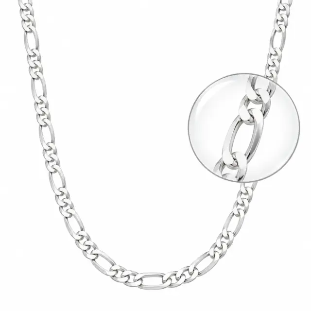 Sterling Silver FBSFD120 Flat Bevelled Figaro 1/3 Chain