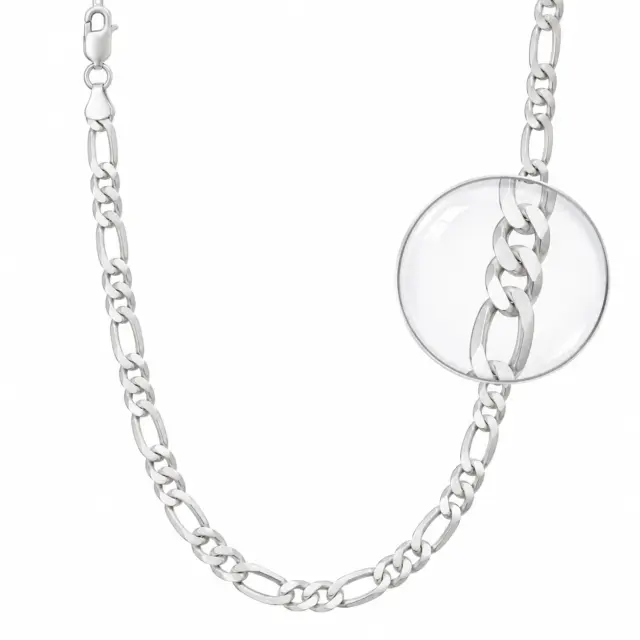 Sterling Silver FBSFD150 Flat Bevelled Figaro 1/3 Chain