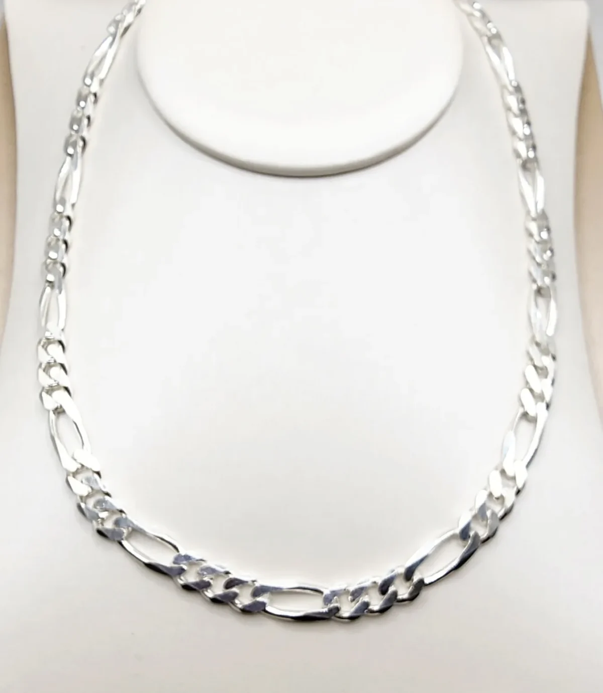 Sterling Silver FBSFD200 Flat Bevelled Diamond Cut Figaro 1/3 Link Chain 60cm Long