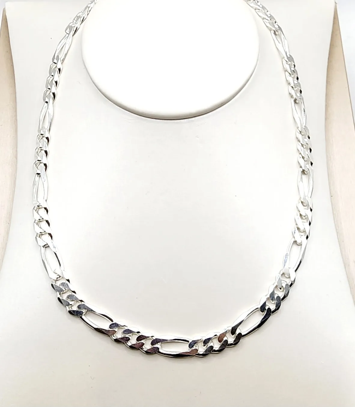 Sterling Silver FBSFD200 Flat Bevelled Diamond Cut Figaro 1/3 Link Chain 60cm Long