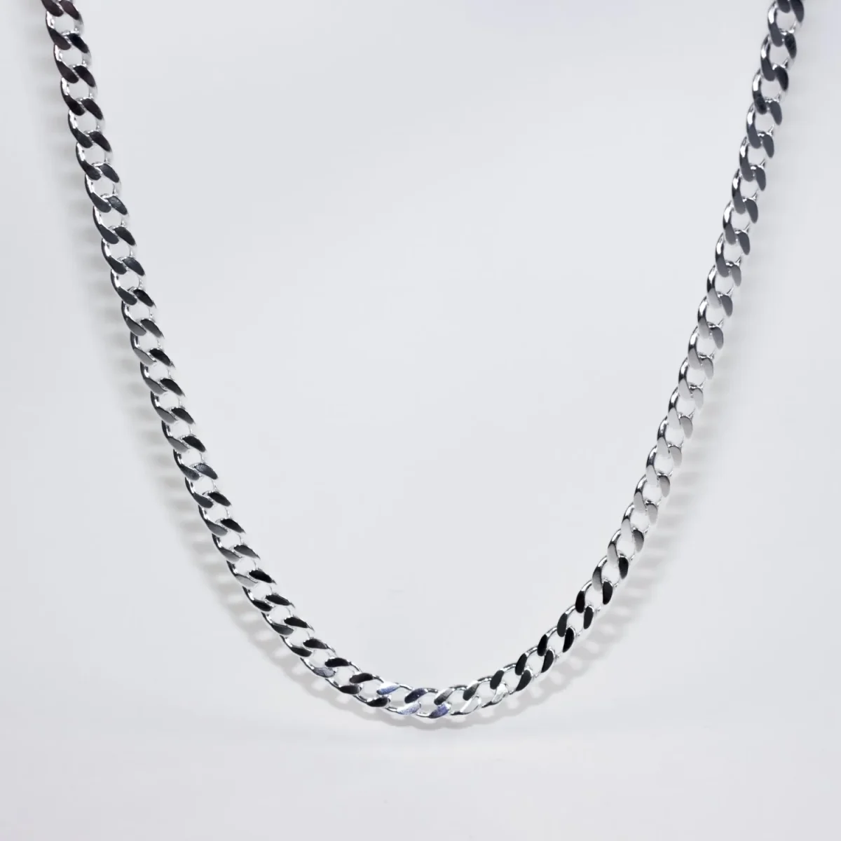 Sterling Silver FCD150 Flat Diamond-Cut Curb Link Chain with Lobster Catch