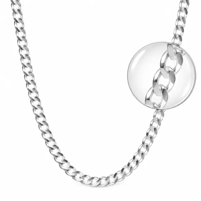 Sterling Silver FCD150 Flat Diamond-Cut Curb Link Chain with Lobster Catch