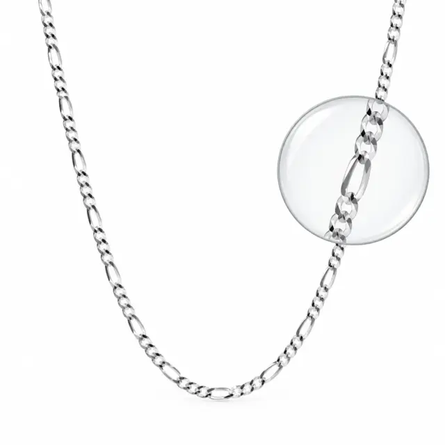 Sterling Silver FD80 1/3 Figaro Diamond-Cut Chain with Lobster Catch