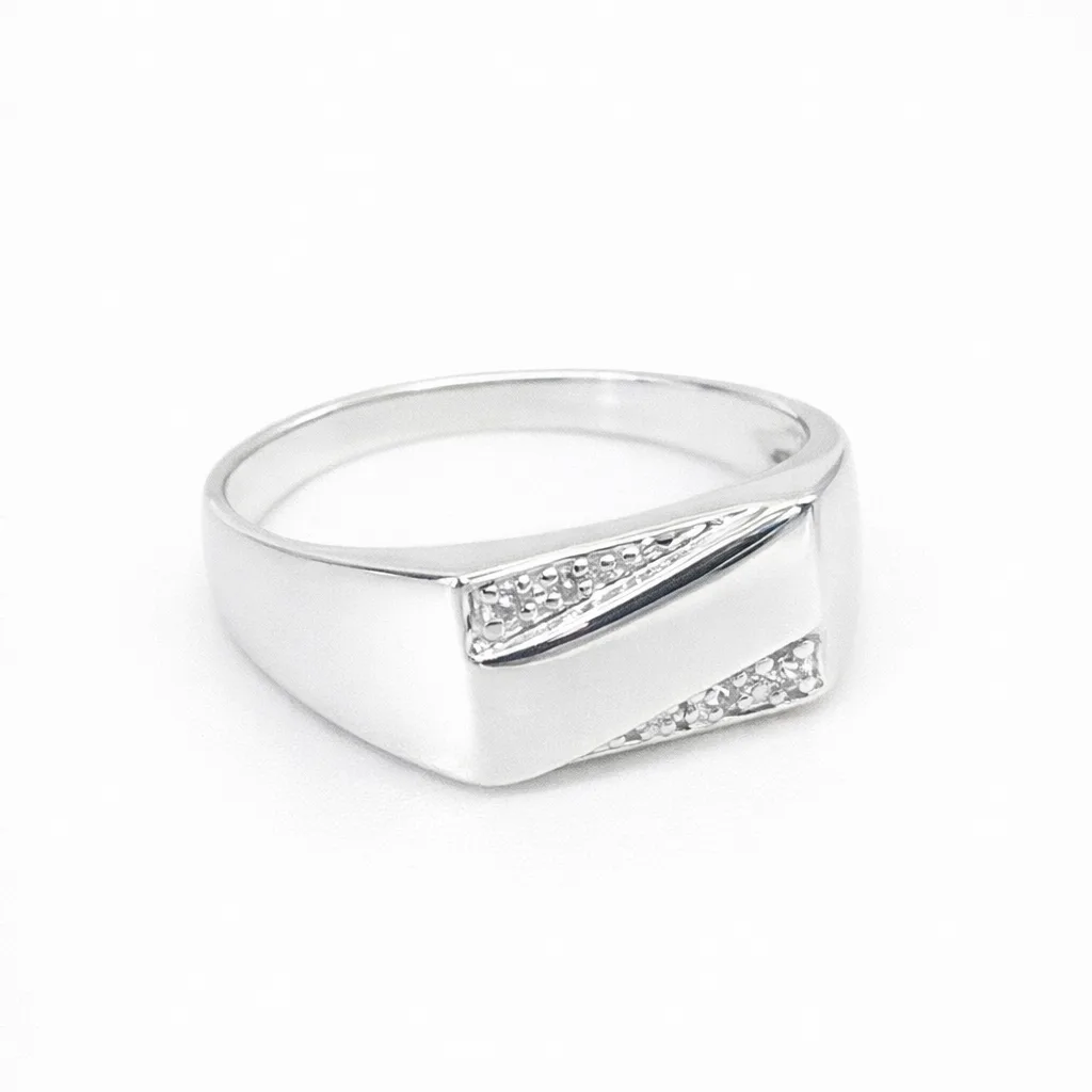 Sterling Silver Gents CZ Signet Ring, 14.2 x 7.6mm Top - SSD2150