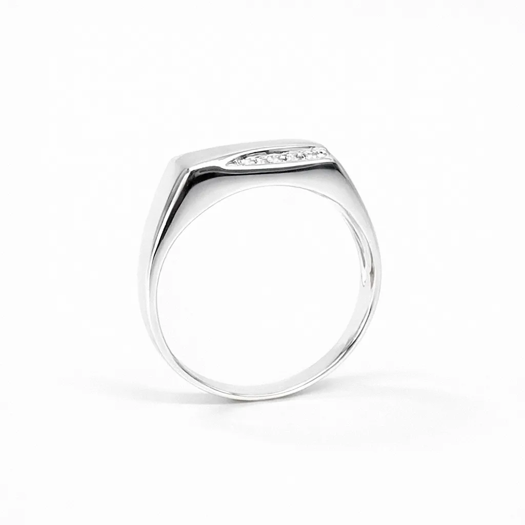 Sterling Silver Gents CZ Signet Ring, 14.2 x 7.6mm Top - SSD2150