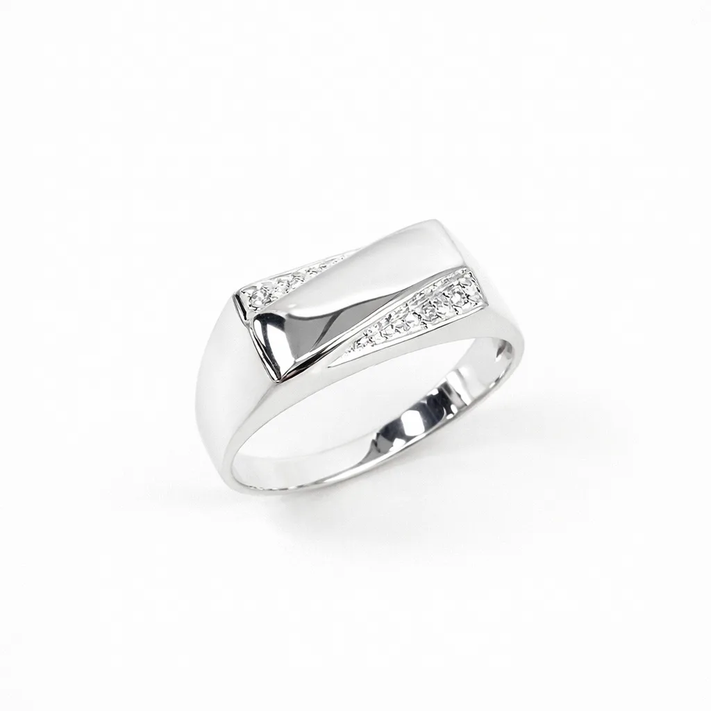 Sterling Silver Gents CZ Signet Ring, 14.2 x 7.6mm Top - SSD2150