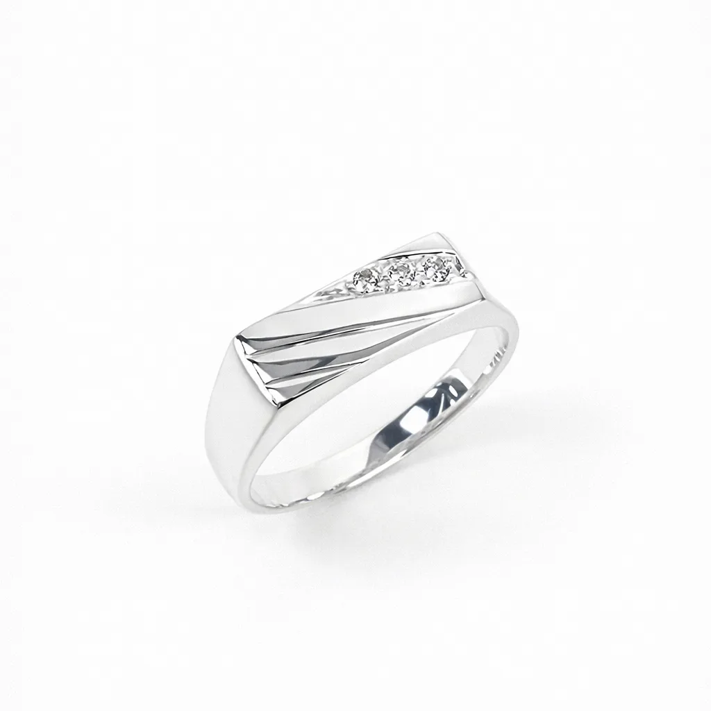 Sterling Silver Gents Signet Ring with Cubic Zirconia Accents – SSCZ854