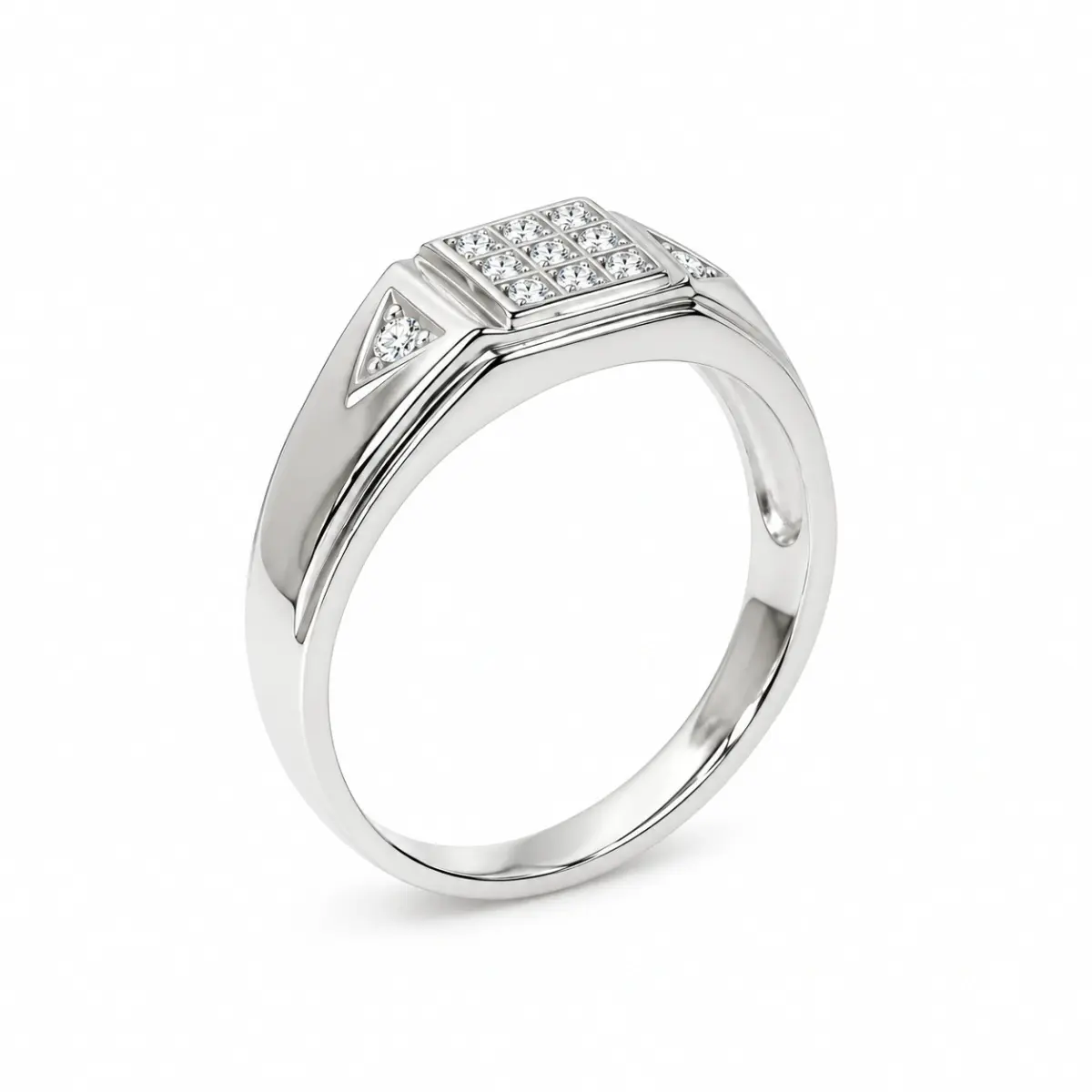 Sterling Silver Gents Wedding / Dress Ring with Cubic Zirconia Setting