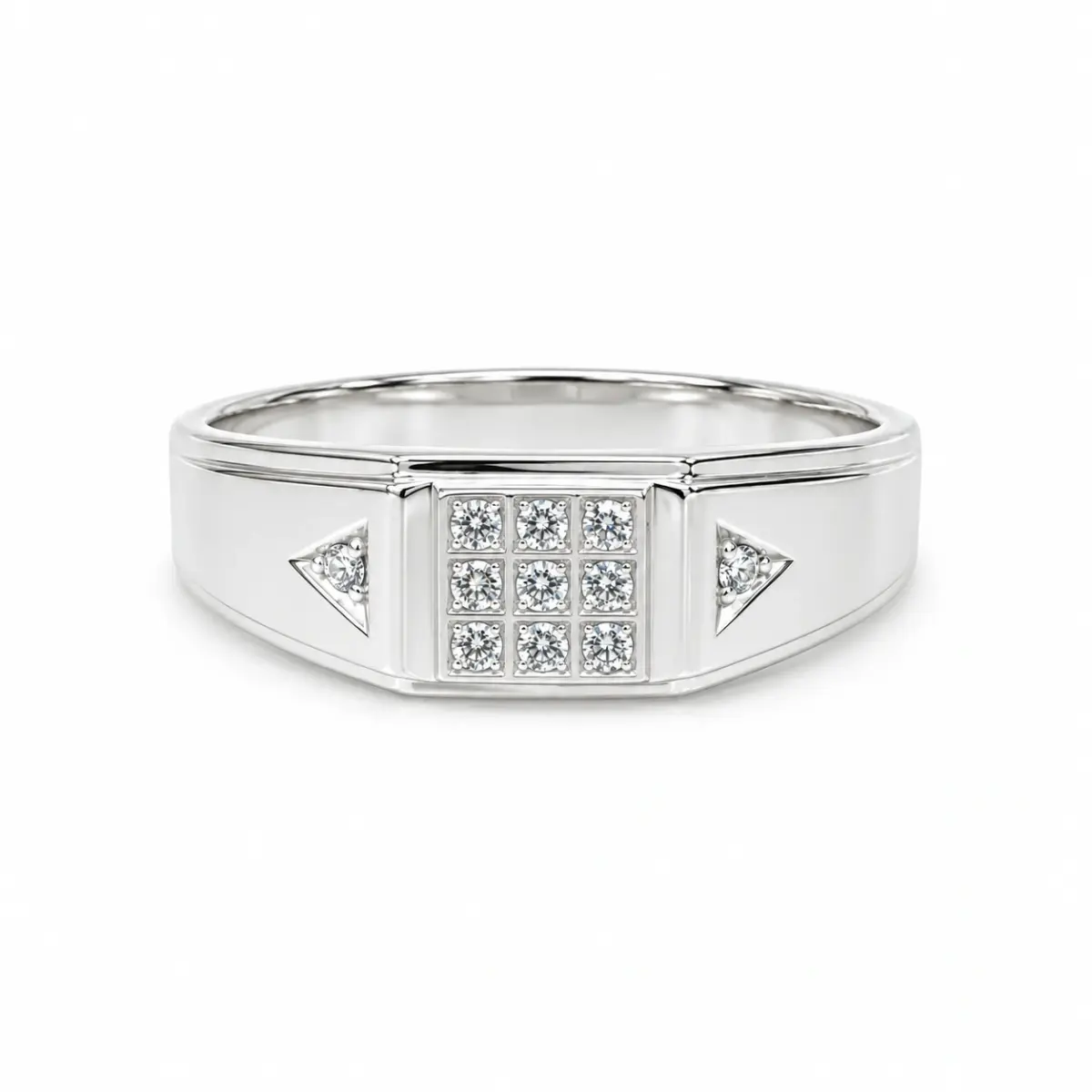 Sterling Silver Gents Wedding / Dress Ring with Cubic Zirconia Setting