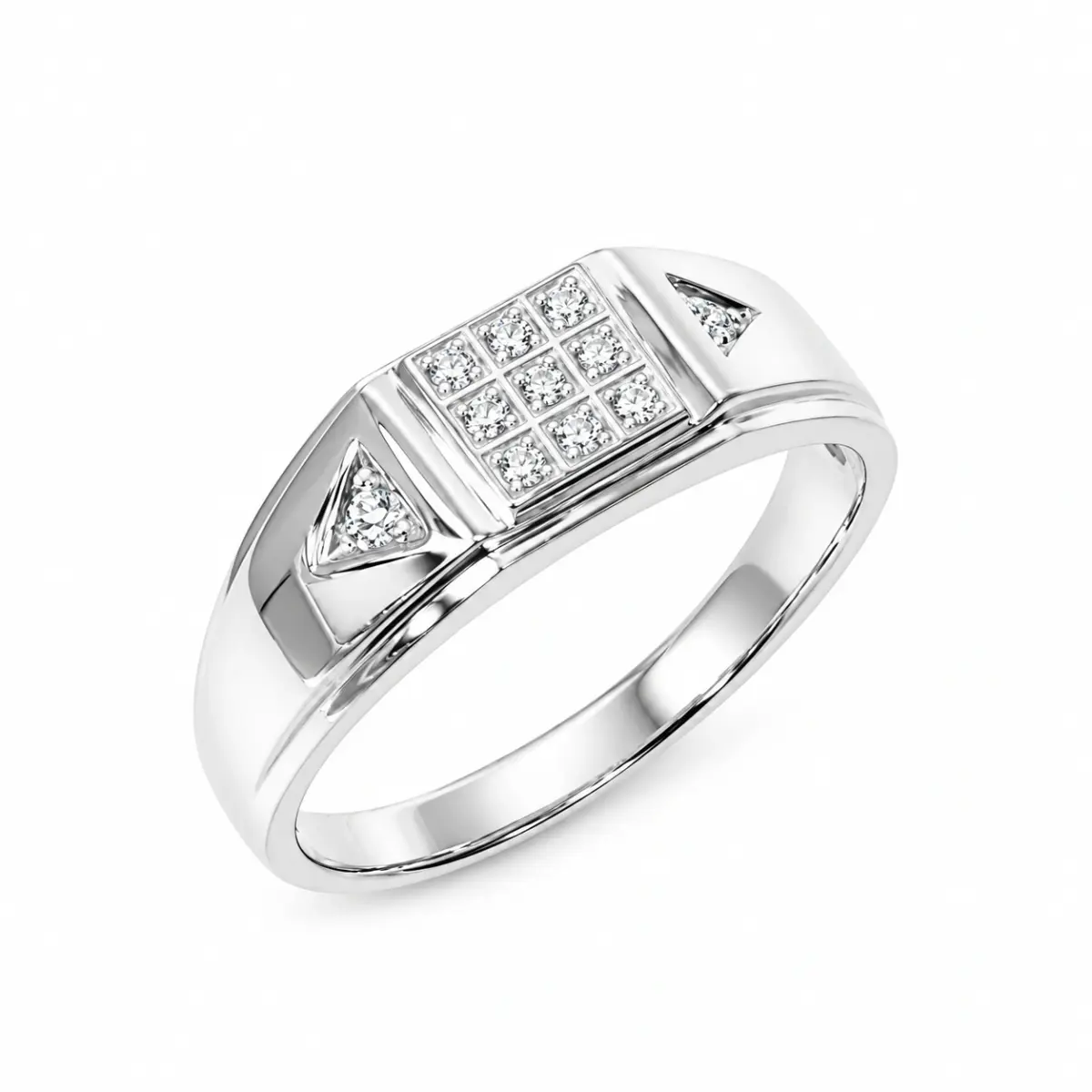 Sterling Silver Gents Wedding / Dress Ring with Cubic Zirconia Setting