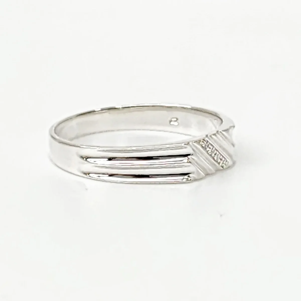 Sterling Silver Gents Wedding / Dress Ring with Cubic Zirconia Setting