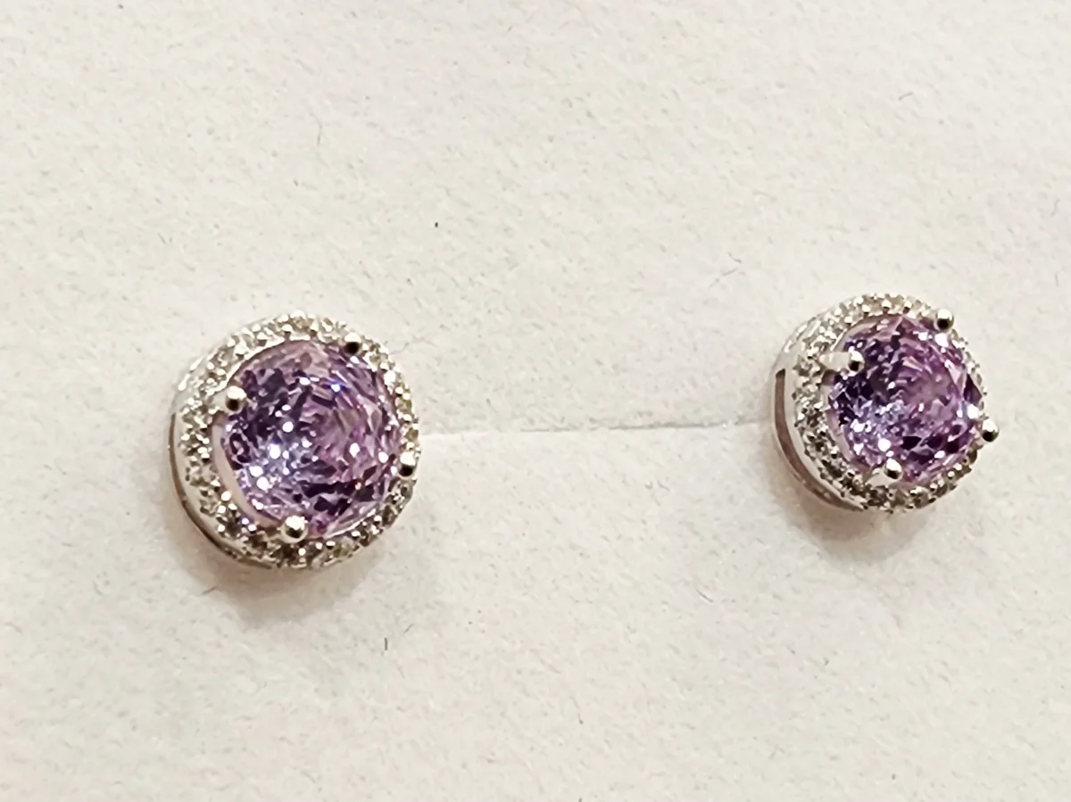 Sterling Silver Halo Setting Pendant & Stud Earrings Set with Cubic Zirconia Setting - SSPESET01