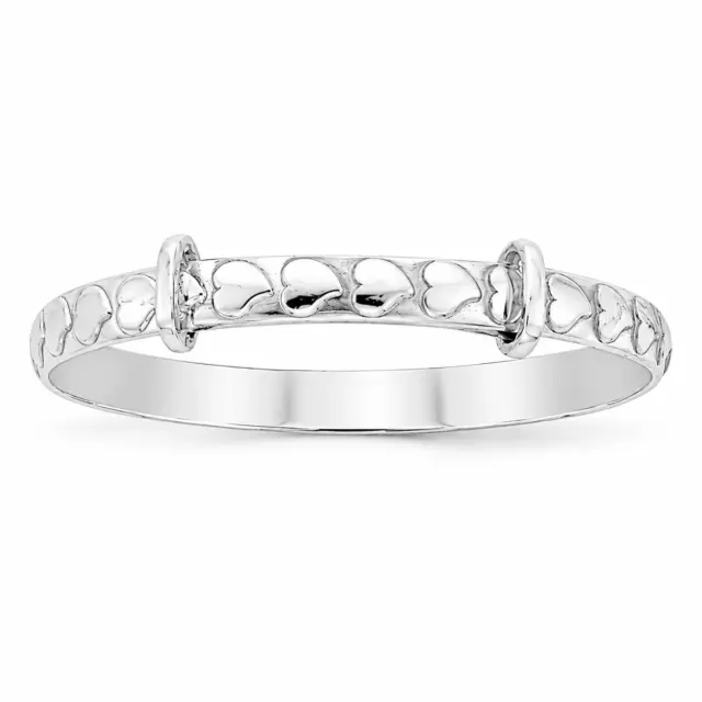 Sterling Silver Heart Design Adult Expander Bangle