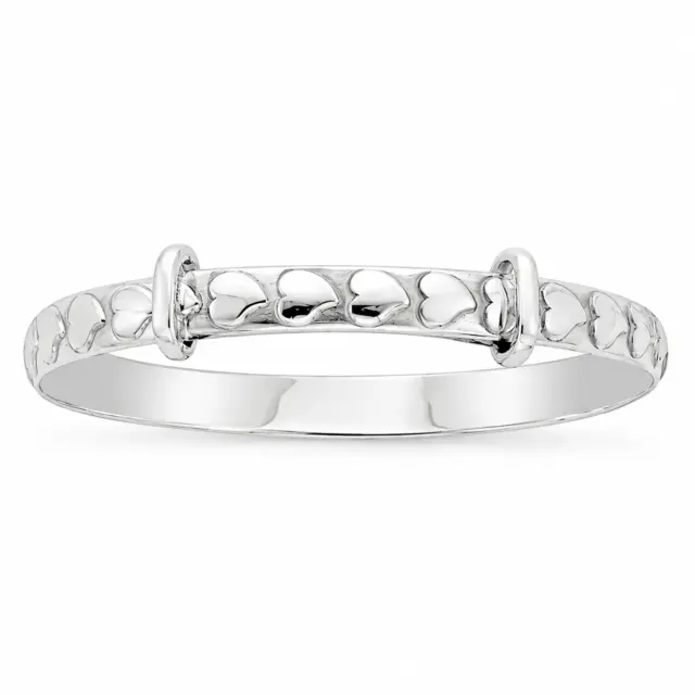 Sterling Silver Heart Design Baby Expander Bangle