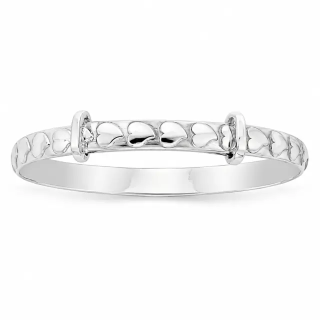 Sterling Silver Heart Design Child Expander Bangle