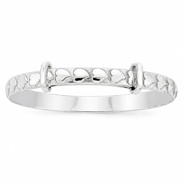Sterling Silver Heart Design Teen Expander Bangle