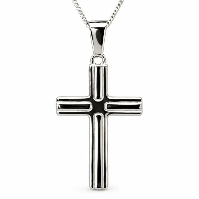 Sterling Silver High Polished Cross Pendant with Complimentary Chain - S105296P/6