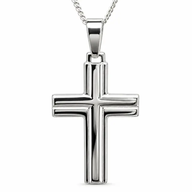 Sterling Silver High Polished Cross Pendant with Complimentary Chain - S105314P/6