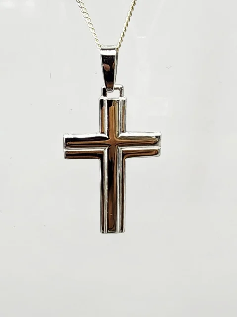 Sterling Silver High Polished Cross Pendant with Complimentary Chain - S105314P/6