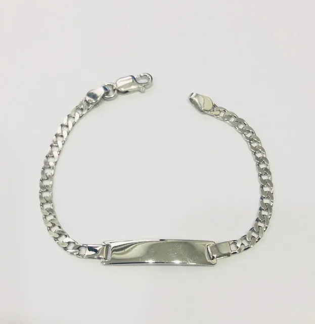Sterling Silver Kids ID Bracelet 15cm - 06