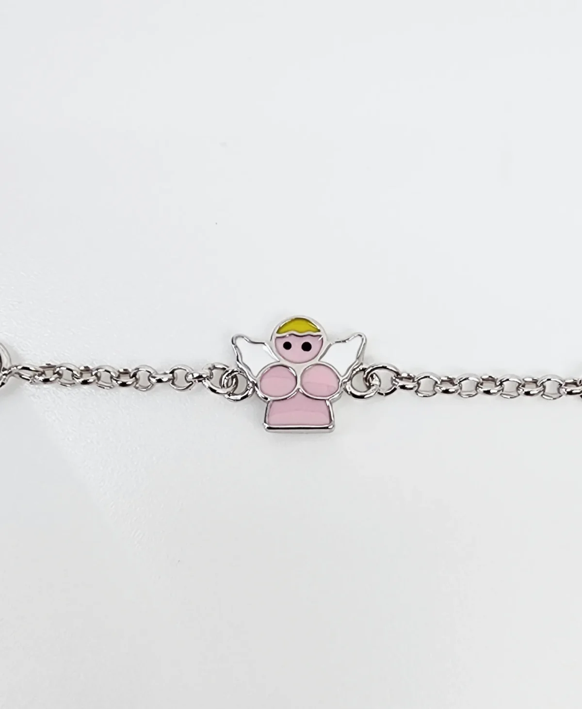 Sterling Silver Kids ID Bracelet with Multicolour Angle- SSIDKID07