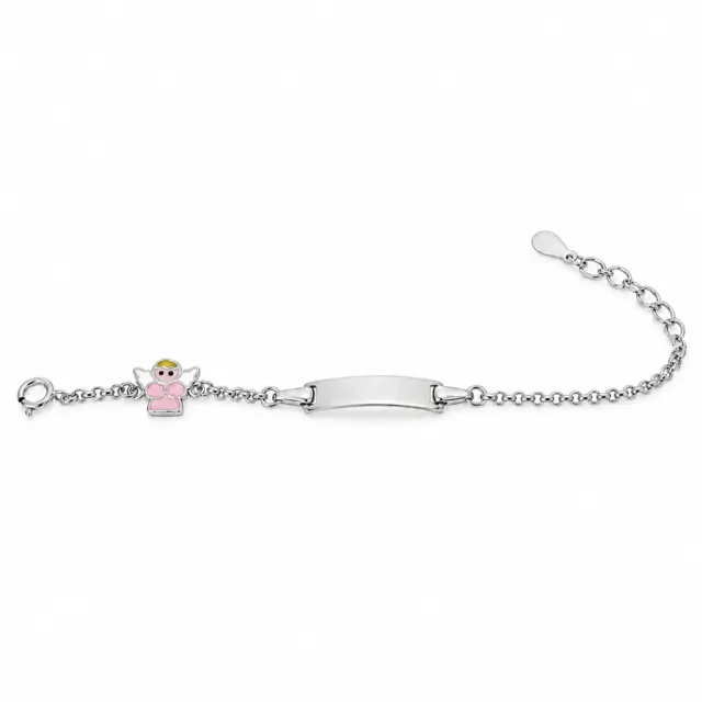 Sterling Silver Kids ID Bracelet with Multicolour Angle- SSIDKID07
