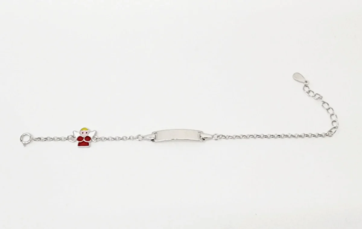 Sterling Silver Kids ID Bracelet with Multicolour Angle- SSIDKID08