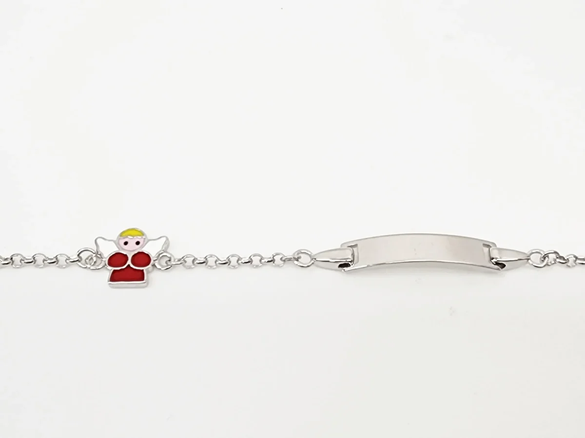 Sterling Silver Kids ID Bracelet with Multicolour Angle- SSIDKID08
