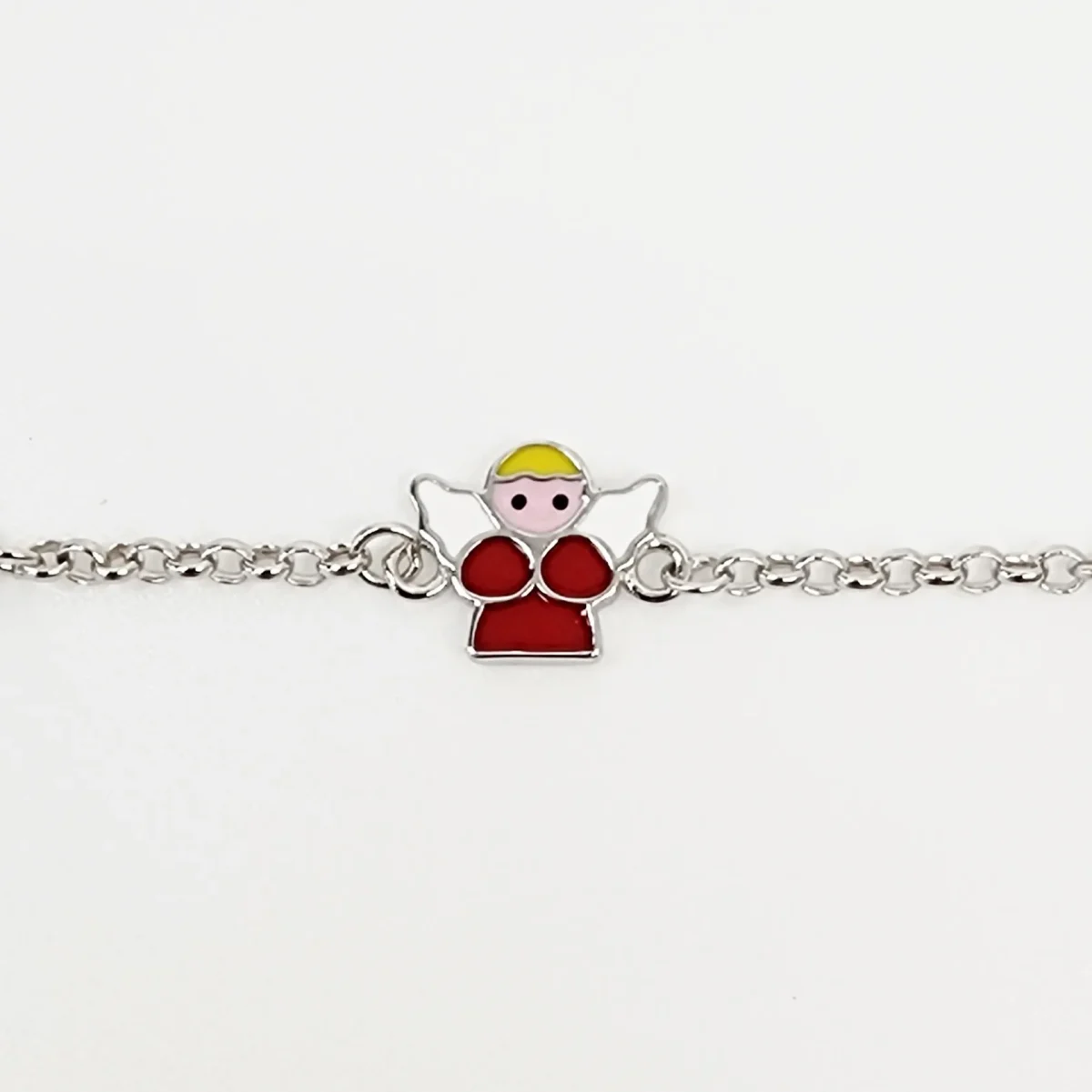Sterling Silver Kids ID Bracelet with Multicolour Angle- SSIDKID08