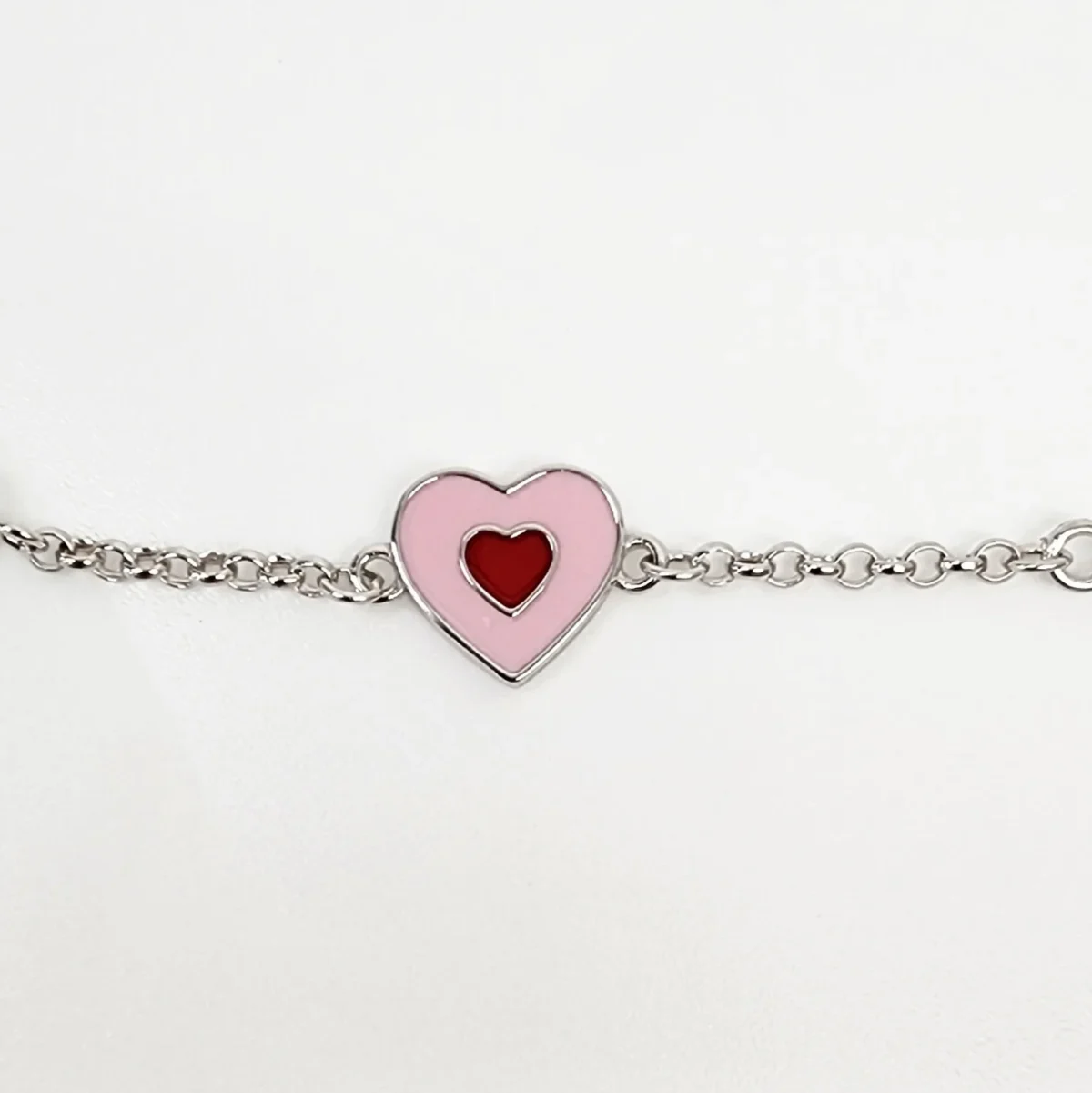 Sterling Silver Kids ID Bracelet with Multicolour Heart - SSIDKID05