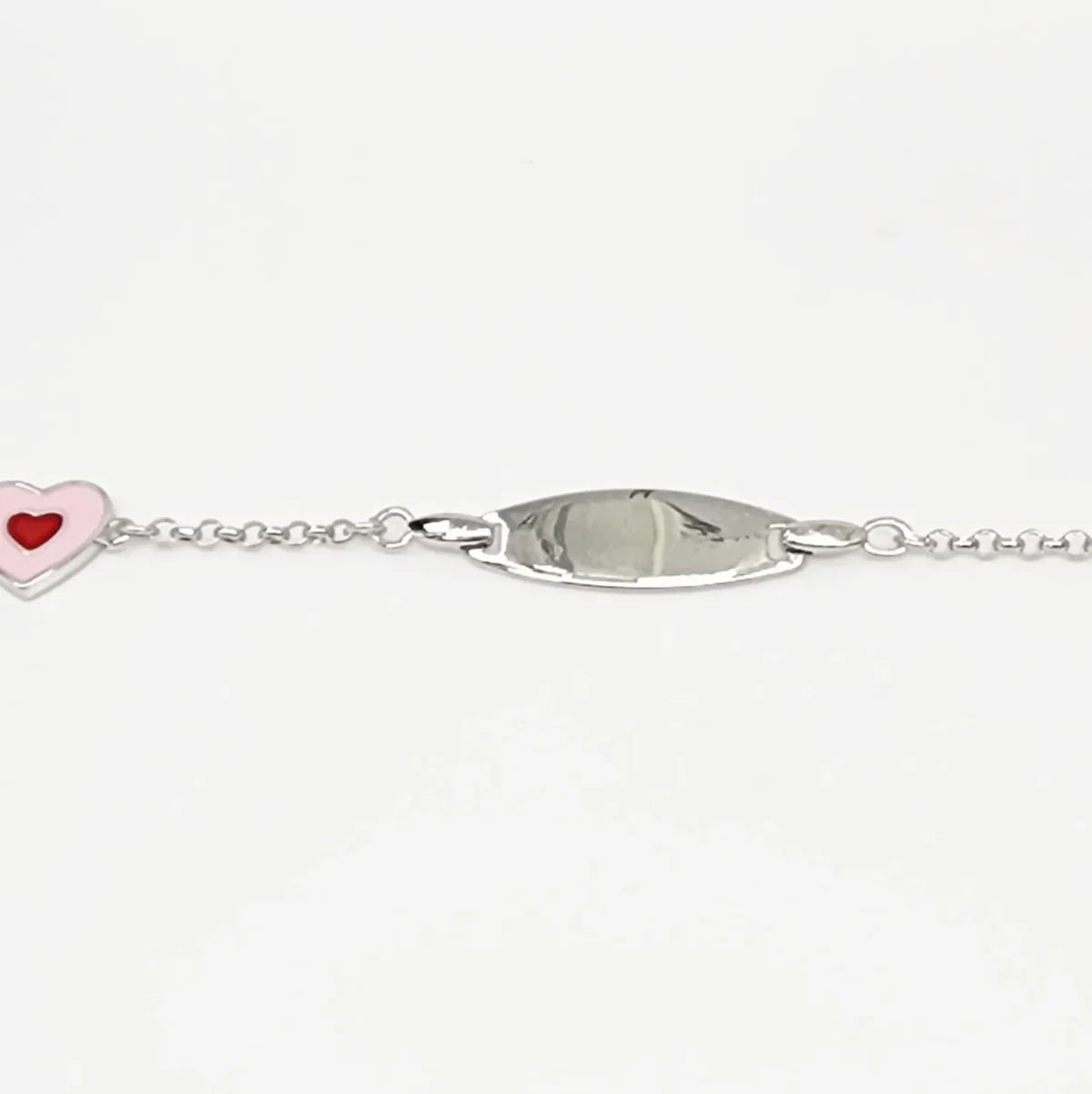Sterling Silver Kids ID Bracelet with Multicolour Heart - SSIDKID05