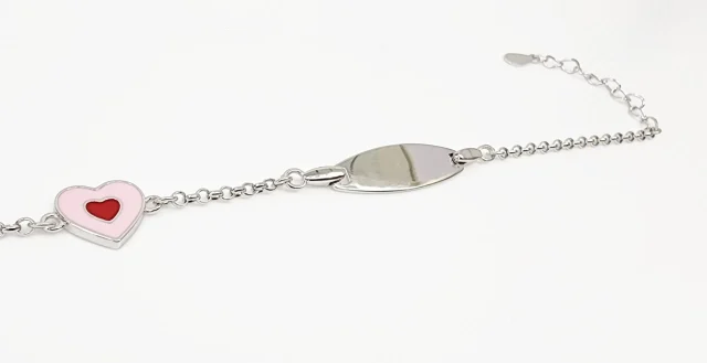 Sterling Silver Kids ID Bracelet with Multicolour Heart - SSIDKID05