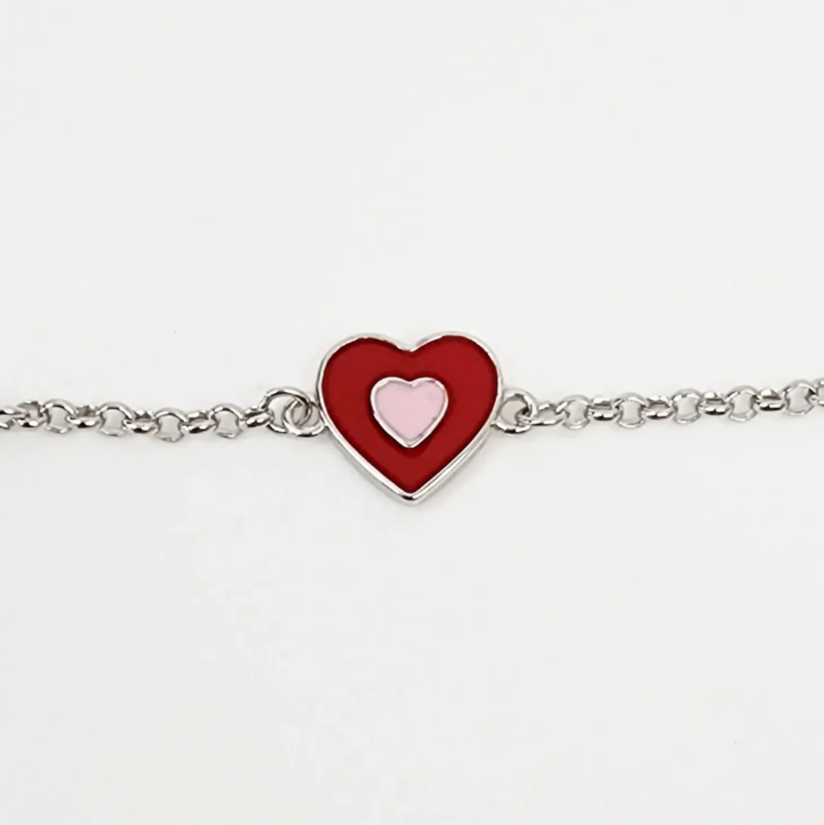 Sterling Silver Kids ID Bracelet with Multicolour Heart - SSIDKID06