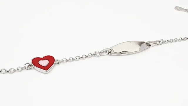 Sterling Silver Kids ID Bracelet with Multicolour Heart - SSIDKID06