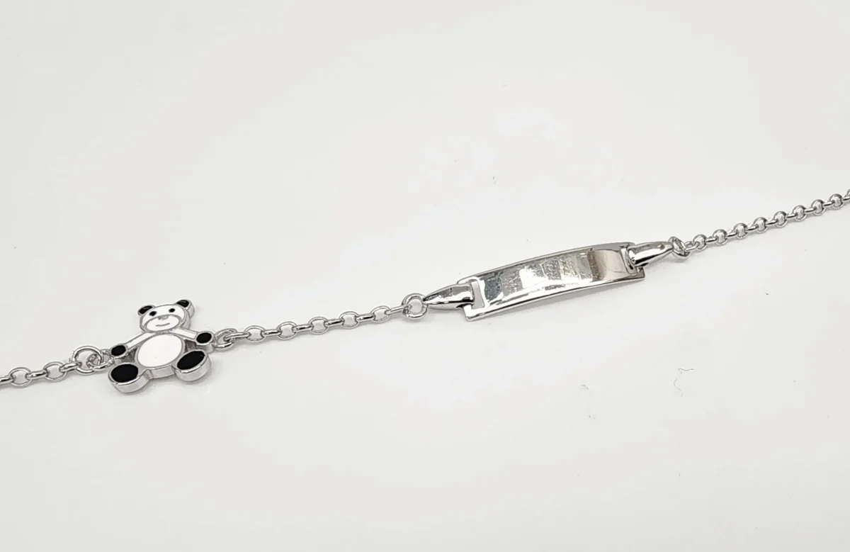 Sterling Silver Kids ID Bracelet with Multicolour Teddy Bear - SSIDKID03