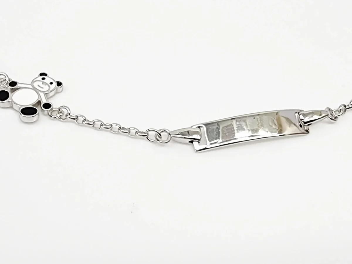 Sterling Silver Kids ID Bracelet with Multicolour Teddy Bear - SSIDKID03