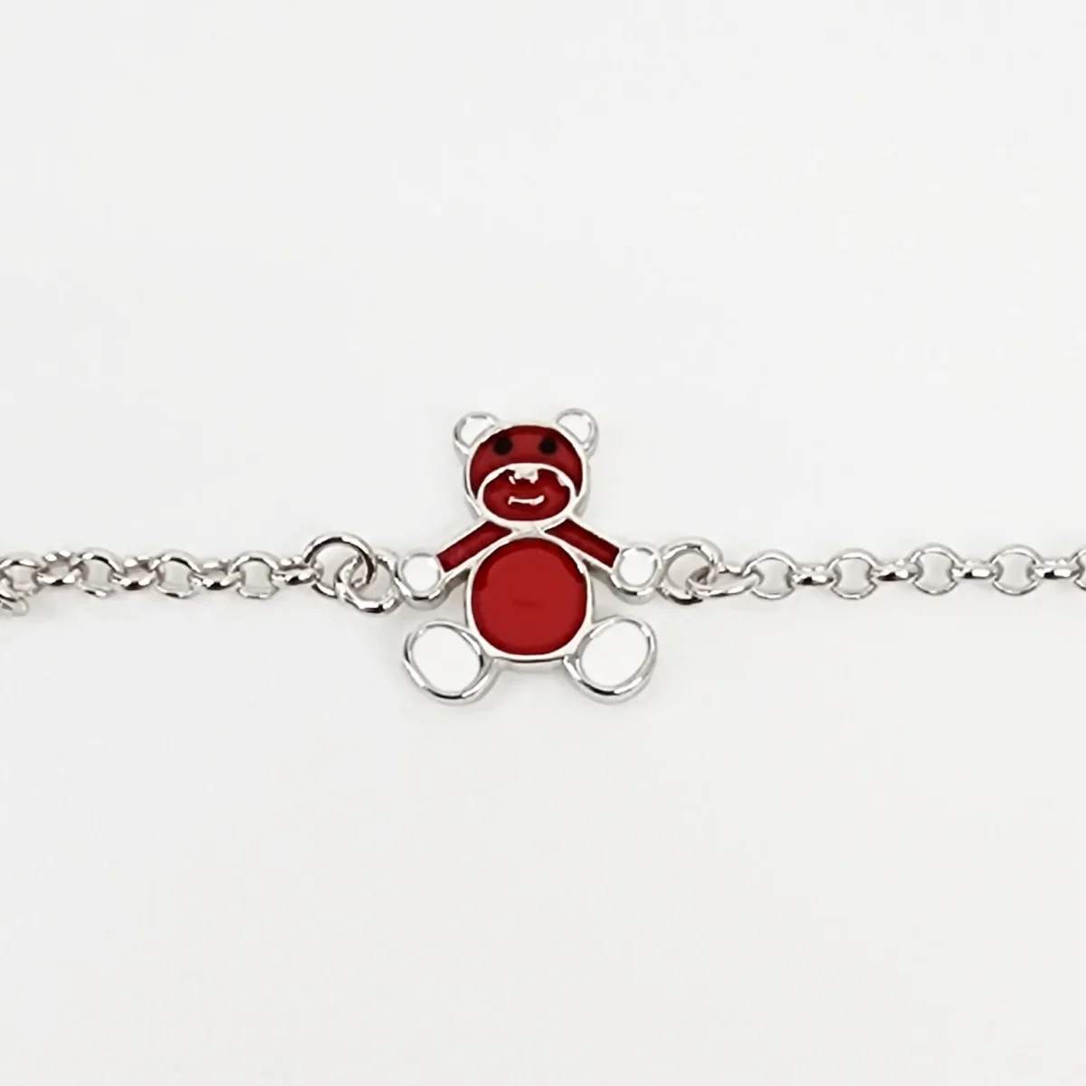 Sterling Silver Kids ID Bracelet with Multicolour Teddy Bear - SSIDKID04