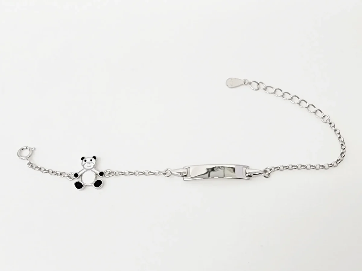 Sterling Silver Kids ID Bracelet with Multicolour Teddy Bear - SSIDKID03