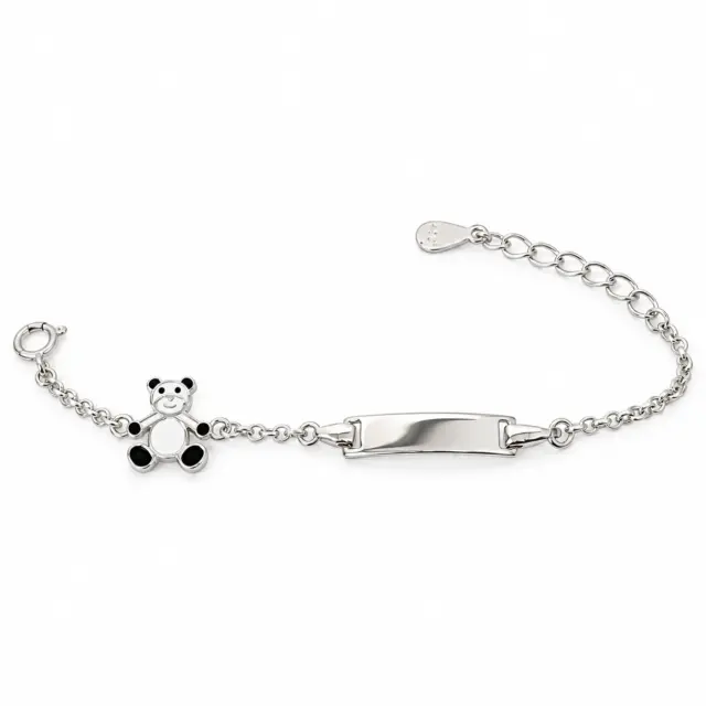 Sterling Silver Kids ID Bracelet with Multicolour Teddy Bear - SSIDKID03