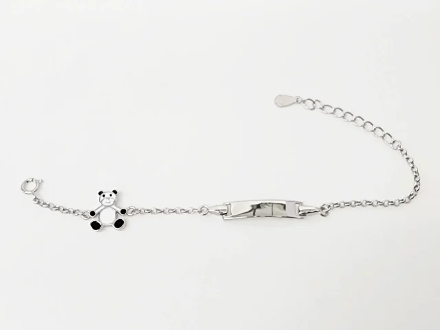 Sterling Silver Kids ID Bracelet with Multicolour Teddy Bear - SSIDKID03