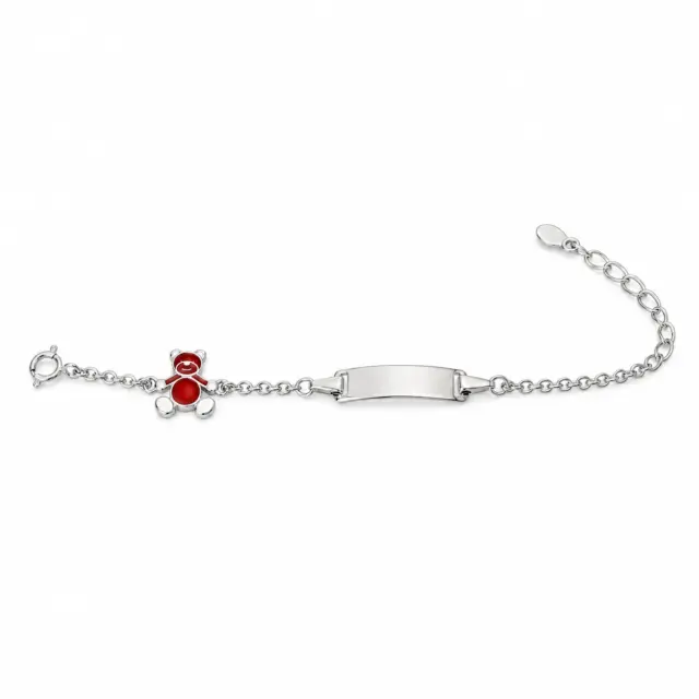 Sterling Silver Kids ID Bracelet with Multicolour Teddy Bear - SSIDKID04