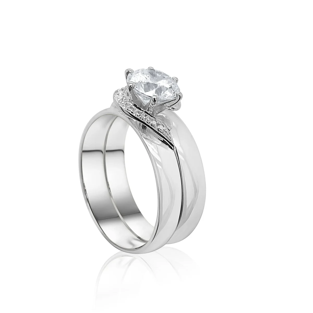 Sterling Silver Ladies 2 Piece Cubic Ziconia Wedding Set