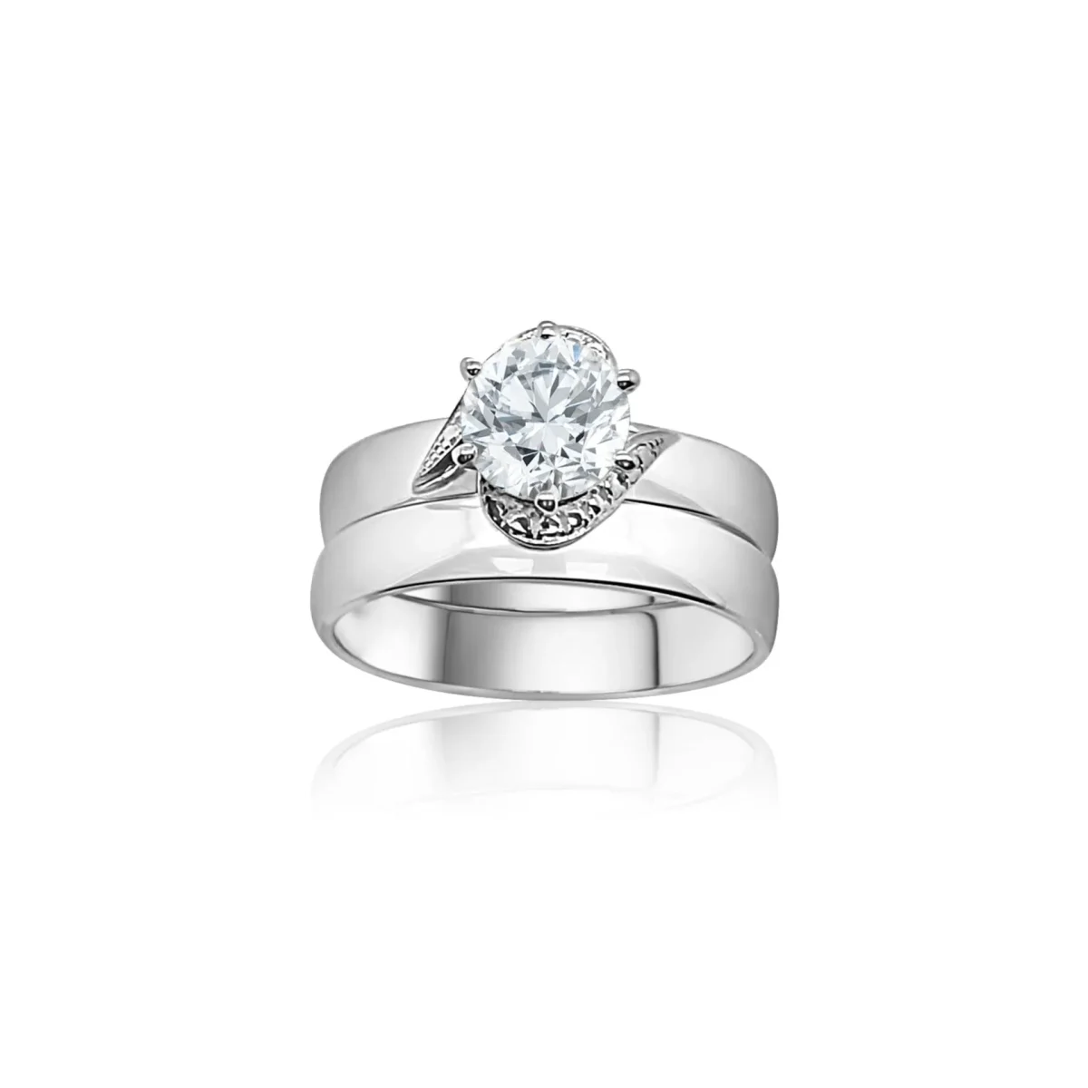 Sterling Silver Ladies 2 Piece Cubic Ziconia Wedding Set