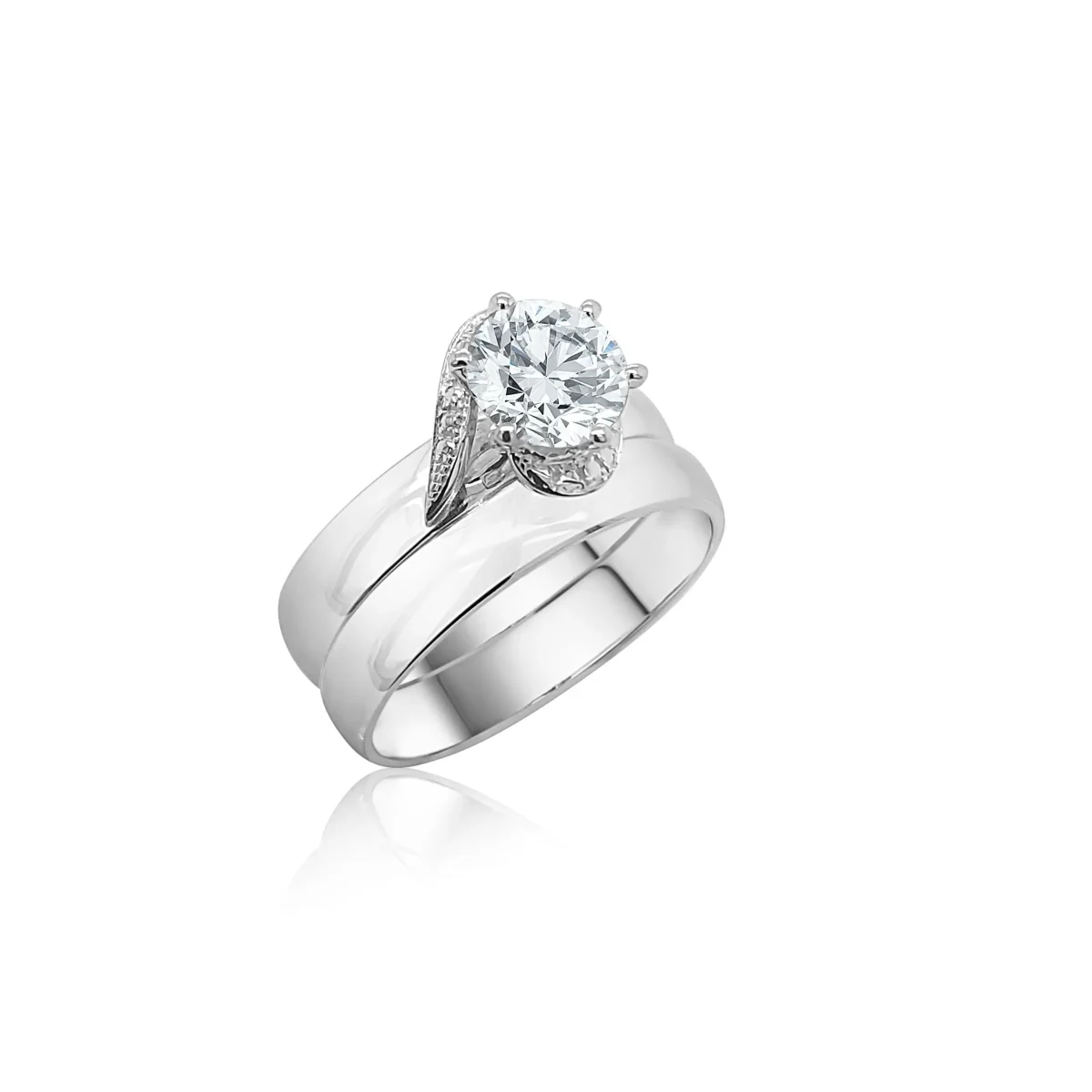 Sterling Silver Ladies 2 Piece Cubic Ziconia Wedding Set