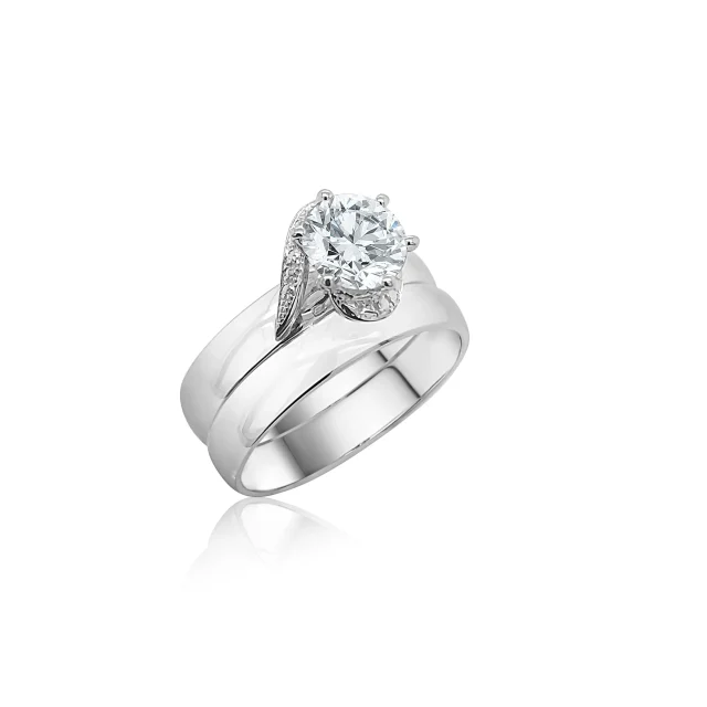 Sterling Silver Ladies 2 Piece Cubic Ziconia Wedding Set