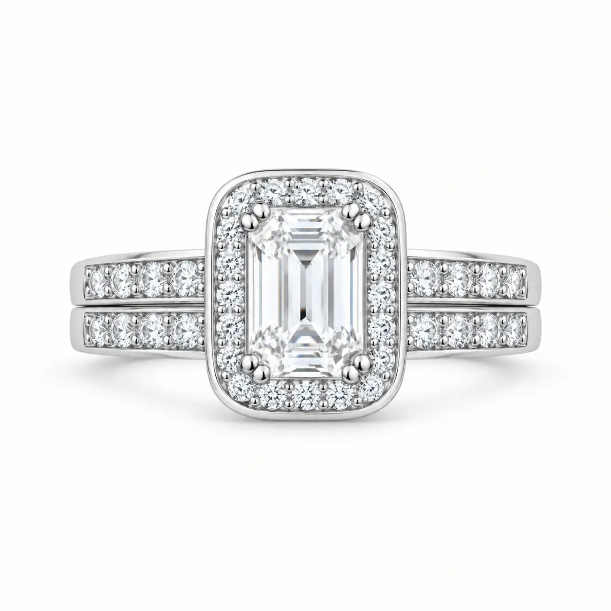 Sterling Silver Ladies 2 Piece Wedding Set With Cubic Zirconia Setting