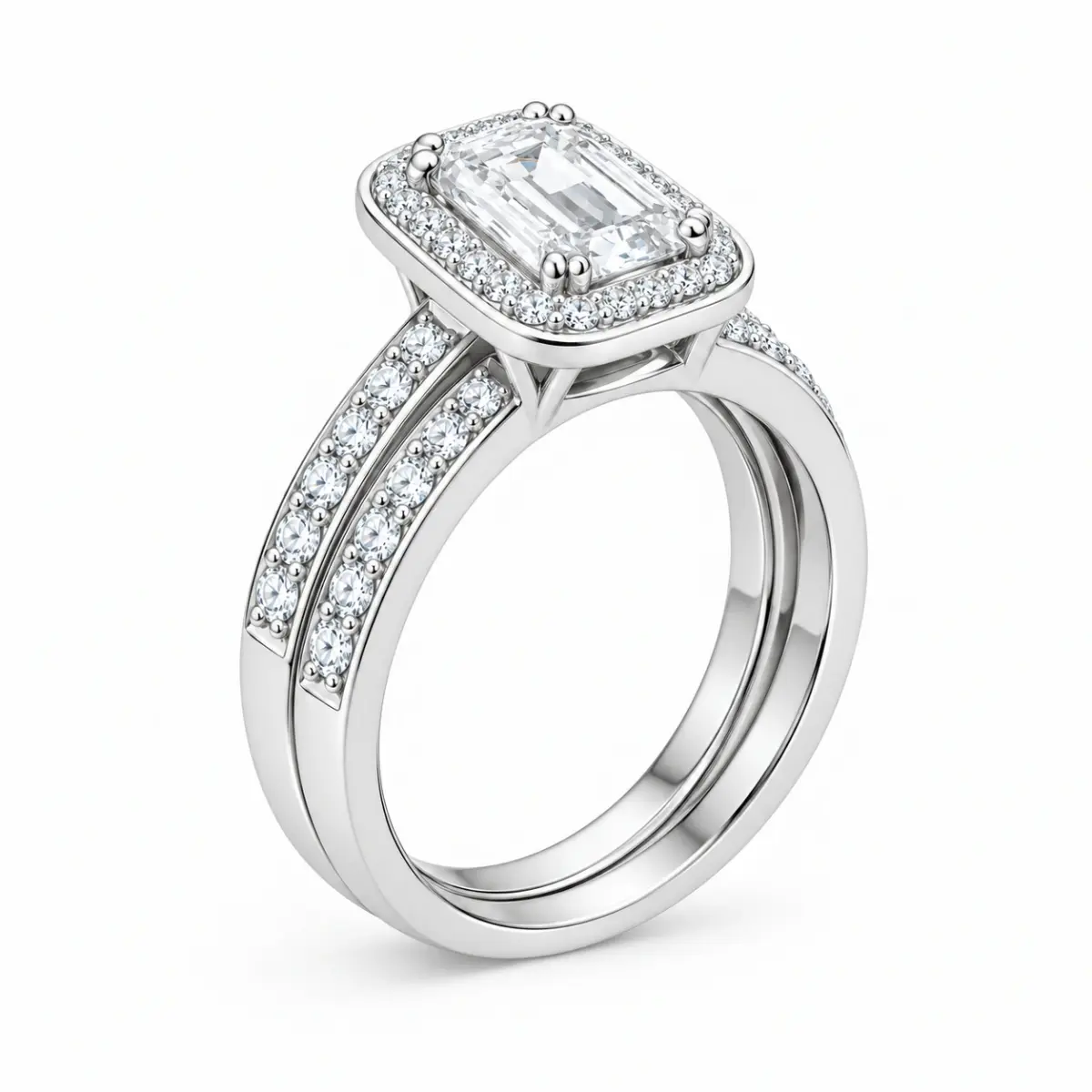 Sterling Silver Ladies 2 Piece Wedding Set With Cubic Zirconia Setting
