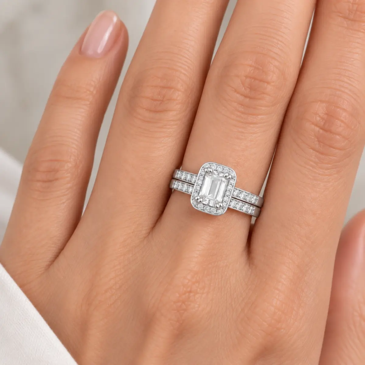 Sterling Silver Ladies 2 Piece Wedding Set With Cubic Zirconia Setting